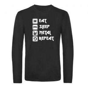 Mužské tričko s dlhým rukávom - Eat, sleep, metal, repeat