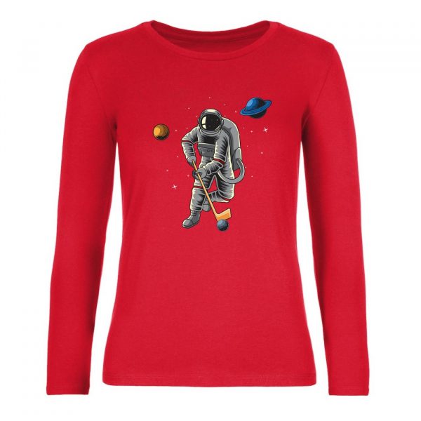 Ženské tričko s dlhým rukávom - Astronaut hokejista