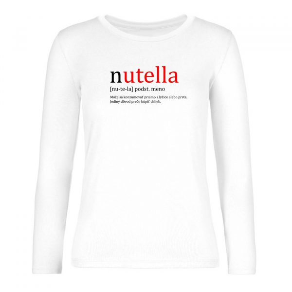 Mužské tričko s dlhým rukávom - NUTELLA - Môže sa konzumovať priamo z lyžice
